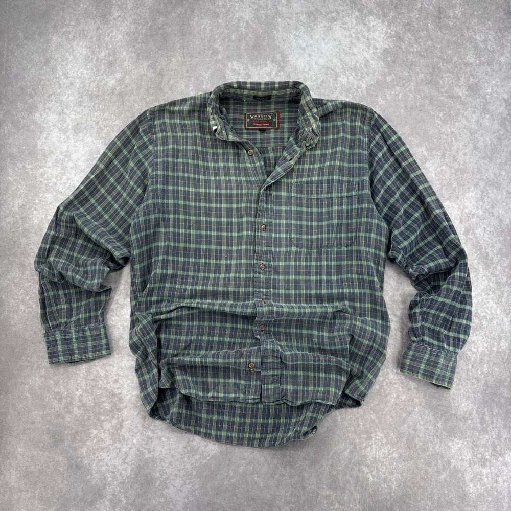 Vintage Varisty Plaid Button Up Pocket Flannel Size M